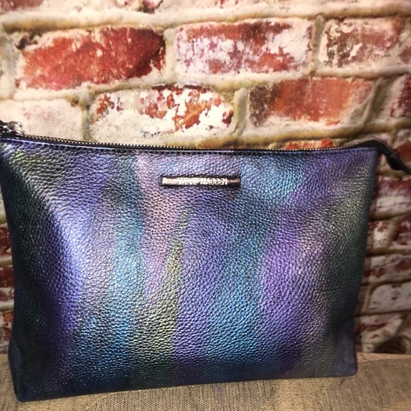 Steve Madden Metallic Rainbow Multi Colored Leather Clutch - Picture 2 of 16